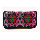 Retro Zipper Wallets Women Embroidered Flower Purse Cross Wallet