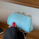 Women's Mini Chain Shoulder Bag Orange Party Clutch Kiss Lock Messenger Bag