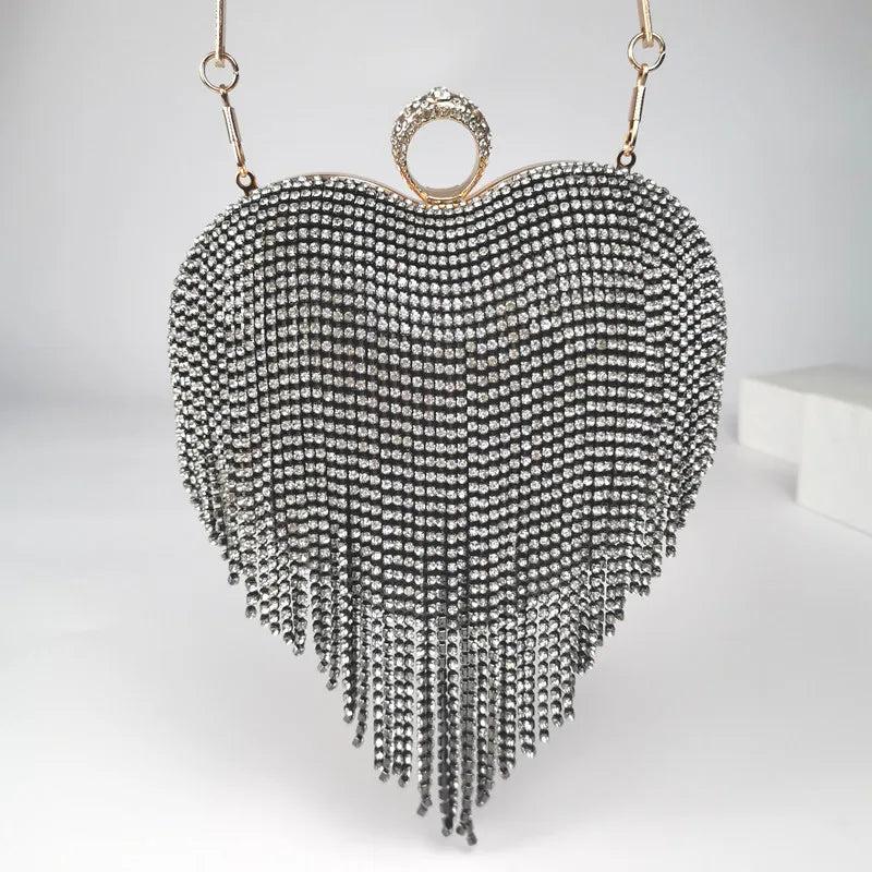 Tassel Evening Bags Diamonds Beaded Clutch Wedding Purse Shoulder Party