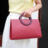 Red Circular Handle Ladies Tote Bag Shoulder Bag
