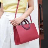 Red Circular Handle Ladies Tote Bag Shoulder Bag