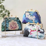 Women Floral Evening Bag Party Clutch Chain Messenger Wedding Tote Bag