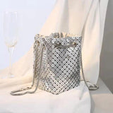 Sequins Chain Woven Evening Clutch Bag Travel Shoulder Handbag