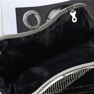 Rhinestone Evening Clutch Bag for Women Wedding Bridal Metal Bow Clutches Bags