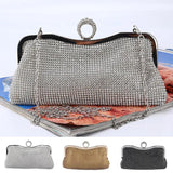 Rhinestone Evening Clutch Bag for Women Wedding Bridal Metal Bow Clutches Bags