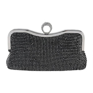 Rhinestone Evening Clutch Bag for Women Wedding Bridal Metal Bow Clutches Bags