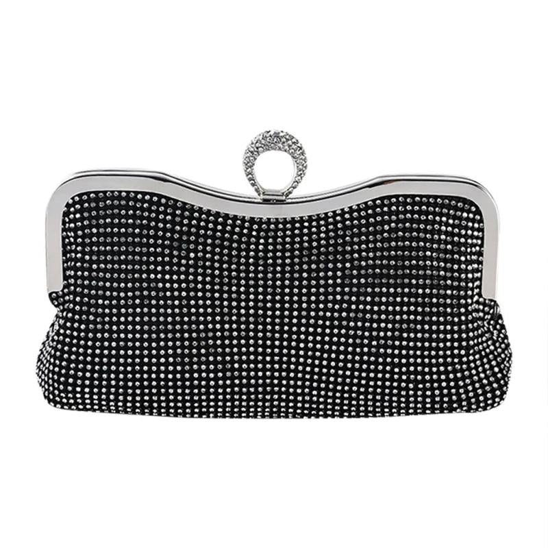 Rhinestone Evening Clutch Bag for Women Wedding Bridal Metal Bow Clutches Bags