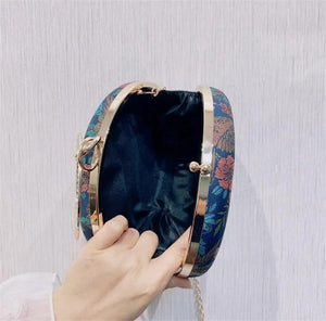 Round Evening Bag Printed Flowers Wedding Clutch Wallet MN1554