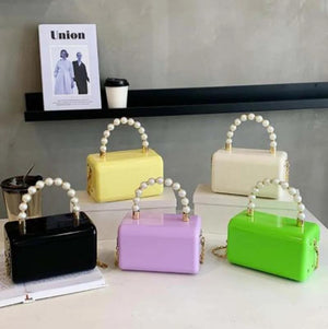 Green Acrylic Party Evening Bag Woman Casual Box Clutch Purse