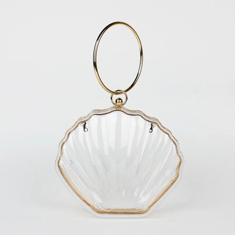 Acrylic Paillette Shell Evening Bag Metal Ring Totes Wedding Party Shoulder Bag