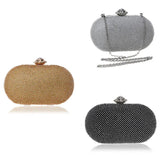 Silver Flower Evening Bag Chain Clutch Purse with Rhinestones