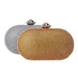 Silver Flower Evening Bag Chain Clutch Purse with Rhinestones
