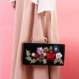 Flowers Diamond Ring Evening Clutch Bag With Chain MN835