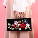 Flowers Diamond Ring Evening Clutch Bag With Chain MN835