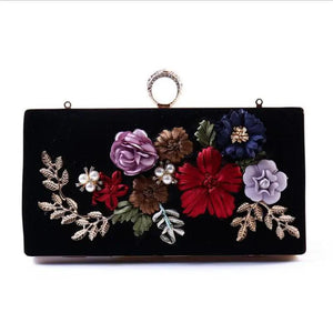 Flowers Diamond Ring Evening Clutch Bag With Chain MN835