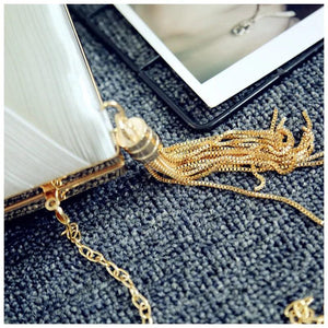 Chain Clutches Bags With Tassel Silk Knitting Evening Bag