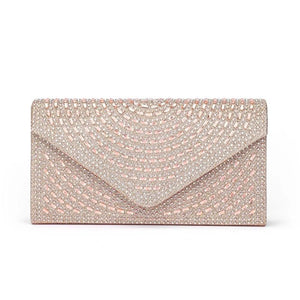 Silver Champagne Envelope Bag Rhinestone Studded Purse