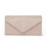 Silver Champagne Envelope Bag Rhinestone Studded Purse