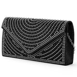 Silver Champagne Envelope Bag Rhinestone Studded Purse