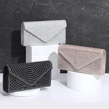 Silver Champagne Envelope Bag Rhinestone Studded Purse