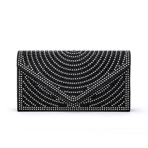 Silver Champagne Envelope Bag Rhinestone Studded Purse