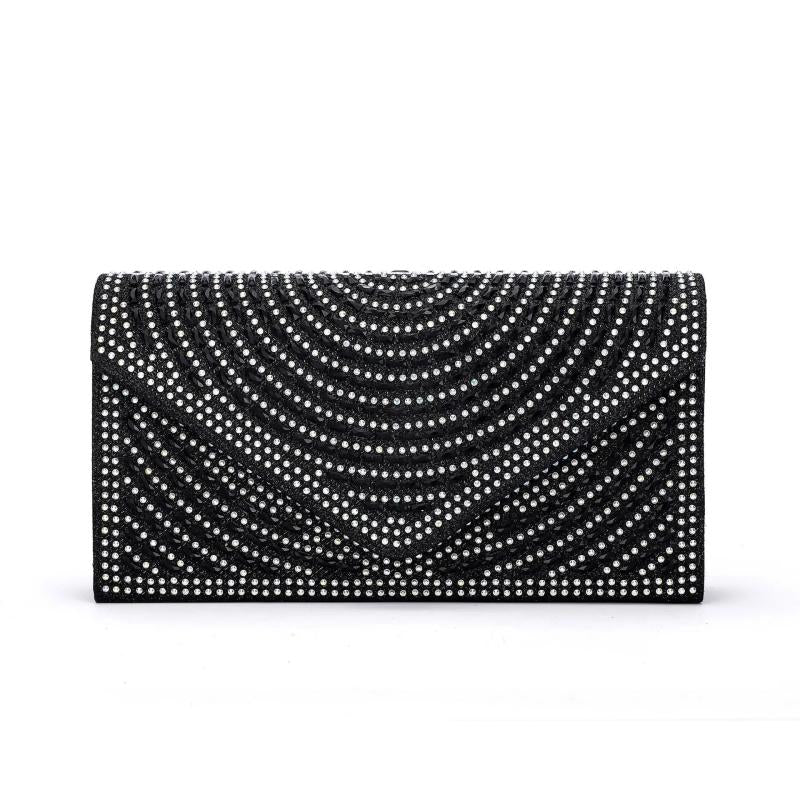 Silver Champagne Envelope Bag Rhinestone Studded Purse