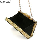 Glitter Striped Patchwork Acrylic Clutch Bag