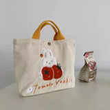 Girls Rabbit Handheld Sail Bag Corduroy Embroidery Handbag Shoulder Bag