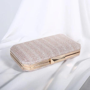 Striped Evening Clutch Bag Wedding Party Wallet Chain Shoulder Purse