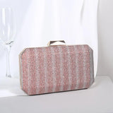 Striped Evening Clutch Bag Wedding Party Wallet Chain Shoulder Purse