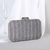 Striped Evening Clutch Bag Wedding Party Wallet Chain Shoulder Purse