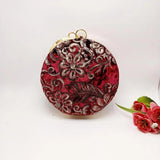 Velvet Sequins Evening Bag Round Shaped Diamonds Clutch Purse