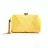Satin Criss Cross Clutch Bag for Women Evening Party Tassel Chain Handbag