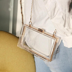 Clear Acrylic Crossbody Purse with Chain Shoulder