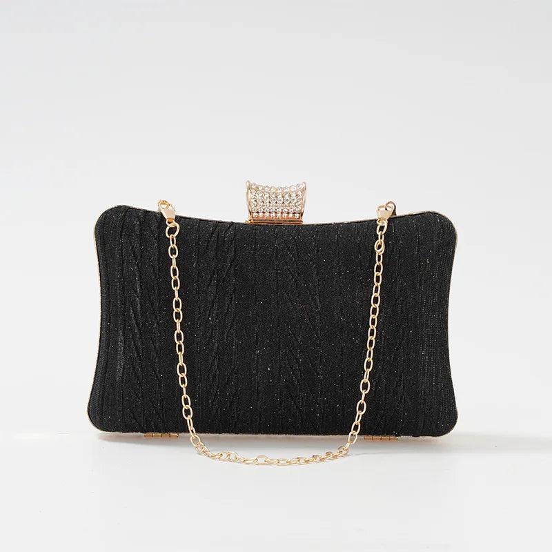 Women Diamond Fold Evening Clutch Bags Wedding Banquet Shoulder Bags