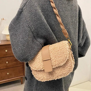 Winter Women's Shoulder Bag Weave Strap Saddle Armpit Bag