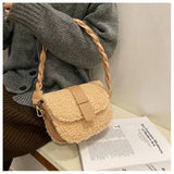 Winter Women's Shoulder Bag Weave Strap Saddle Armpit Bag