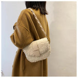 Winter Women's Shoulder Bag Weave Strap Saddle Armpit Bag