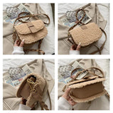 Winter Women's Shoulder Bag Weave Strap Saddle Armpit Bag