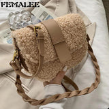 Winter Women's Shoulder Bag Weave Strap Saddle Armpit Bag