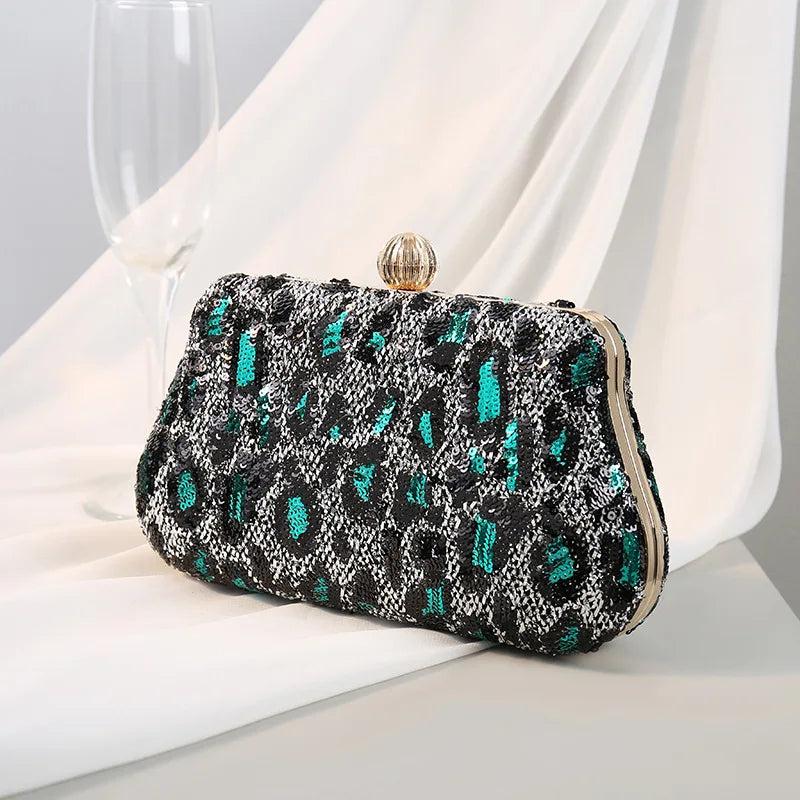 Vintage Leopard Print Evening Bag Handbag Makeup Phone Purse Clutch