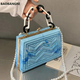 Marble Acrylic Evening Clutch Bag Vintage Messenger Handbag