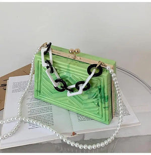 Marble Acrylic Evening Clutch Bag Vintage Messenger Handbag