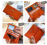 JCCS Leather Wallet Men Women Short Purse Money Bag Pocket Ladies