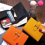 JCCS Leather Wallet Men Women Short Purse Money Bag Pocket Ladies