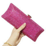 Chaliwini PINK Clutch Bags Crystal Rhinestone Evening Bags Long Wedding