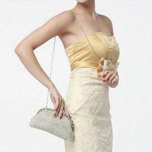 Diamonds Chain Evening Bag Silver Wedding Bags For Bride Women