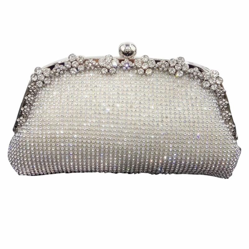 Diamonds Chain Evening Bag Silver Wedding Bags For Bride Women