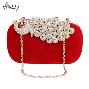 Diamond Peacock Clutch Bag for Wedding Party