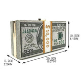 Rhinestone Money Clutch Purse for Women, 10000 Dollars Cash Stack Evening Bag